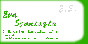 eva szaniszlo business card